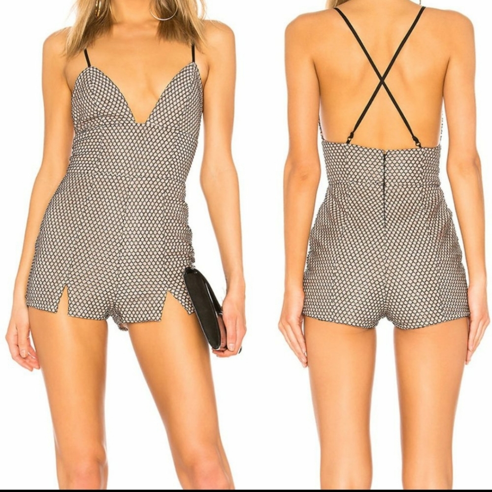 NBD Salt Shaker Romper Medium Black Silver NWT